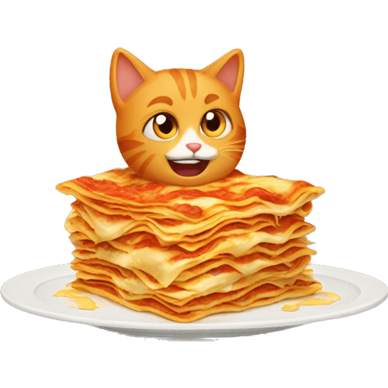 Orange cat eating lasagna  emoji