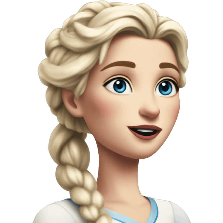 FIFA award winning Elsa in MS-DOS style, oil paint, mysterious eyes, intricate lips, masterpiece pose, odd perspective, beautiful, desirable, logical, midsommar, ikea emoji