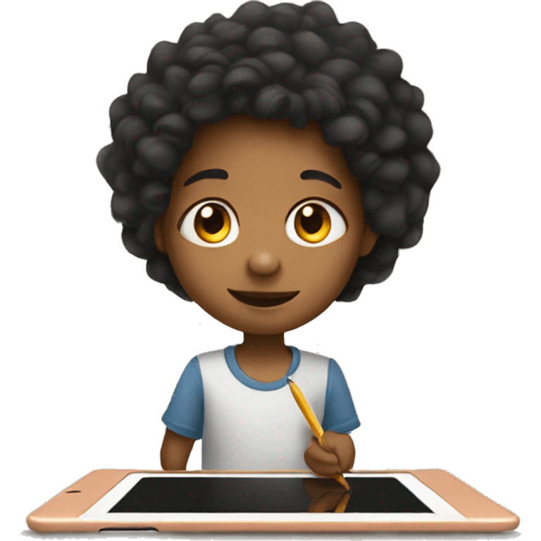 child drawing on ipad emoji