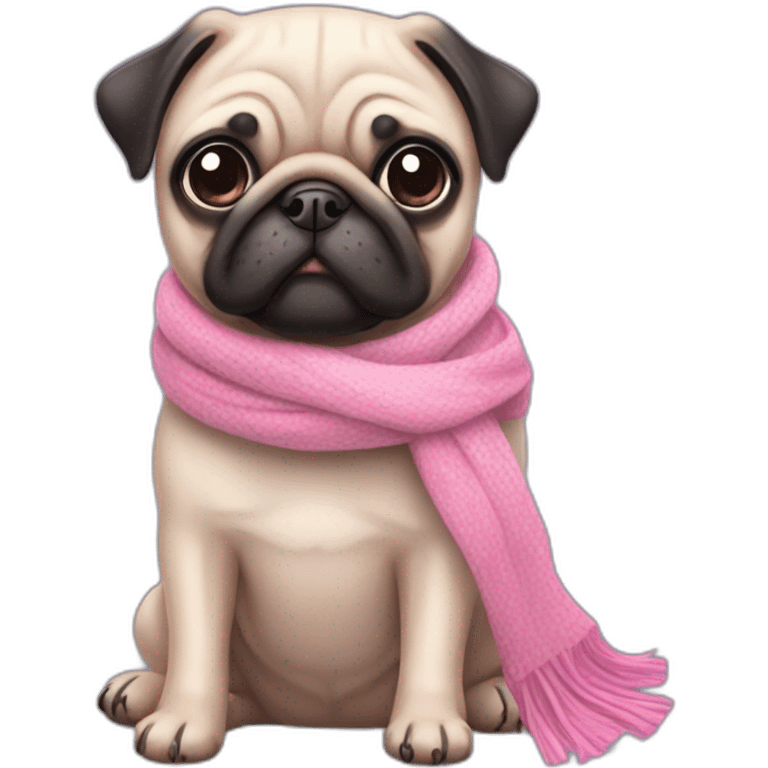 Pink kawaii Pug with Cyan scarf emoji