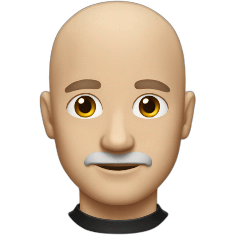 Emoji of a bald white man with a strong face dressed in black  emoji