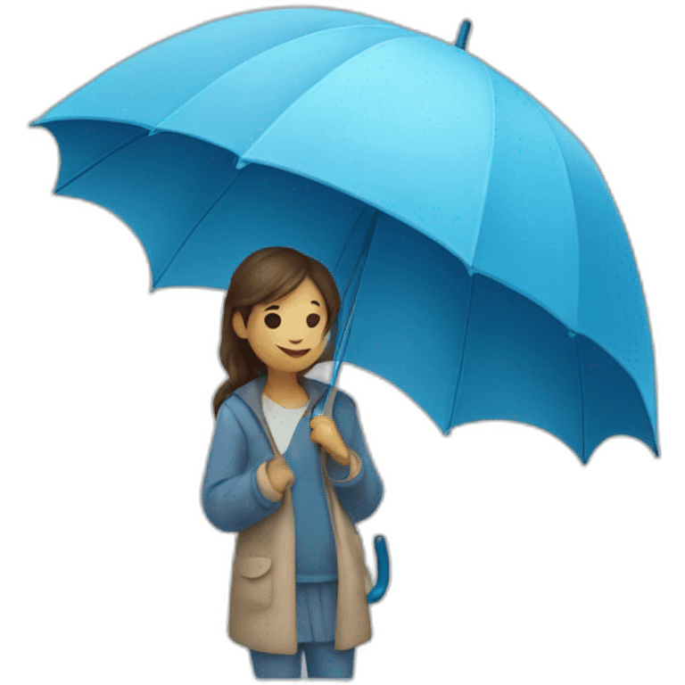 a dreamy girl а with an open blue umbrella emoji