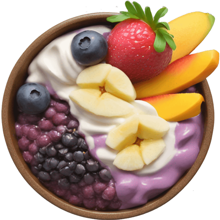 Creamy açaí bowl with fruits and spoon emoji