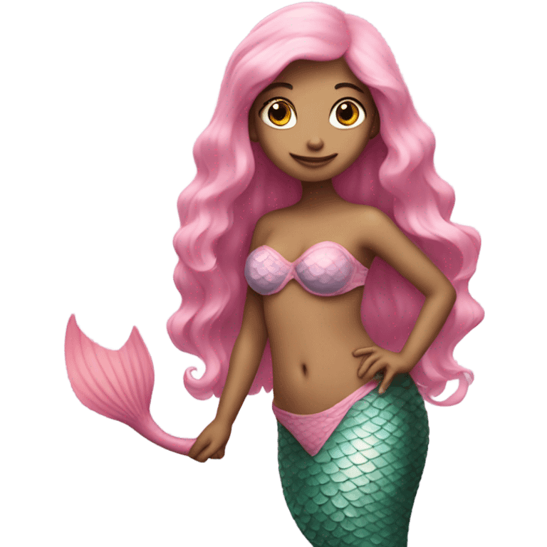 mermaid with pastel pink tail and bra emoji