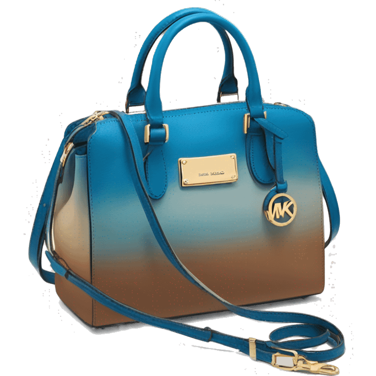 Realistic peacock blue color to tan  ombre michael kors satchel purse. emoji