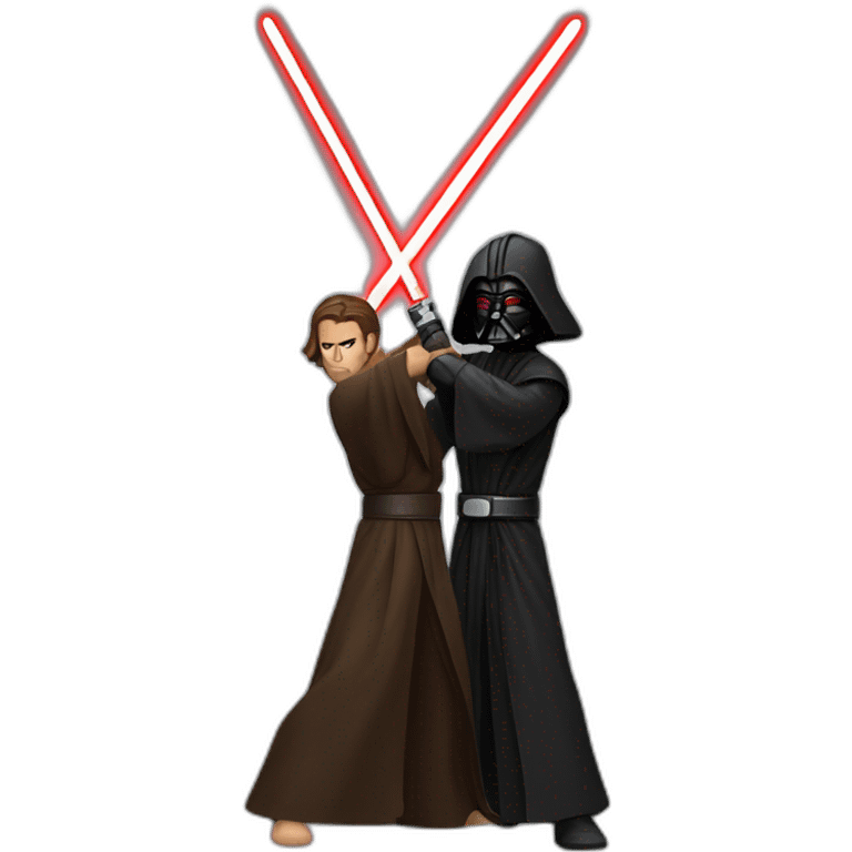 Jedi and a sith lord fighting each other emoji