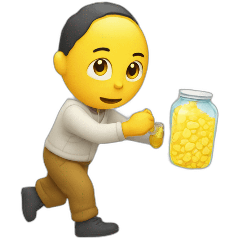 Someone stealing a jar of yellow water  emoji