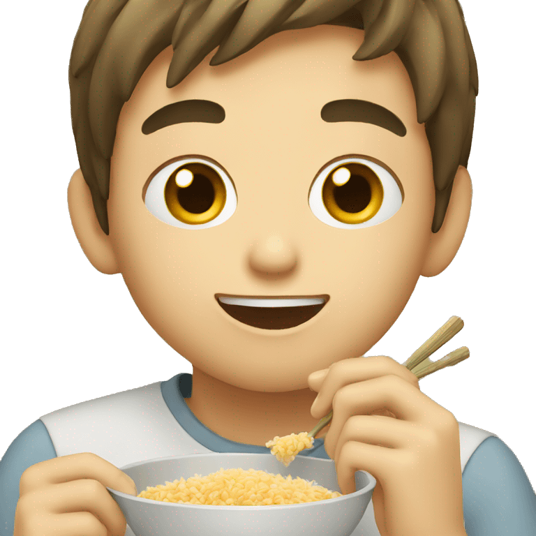 boy eating rice emoji