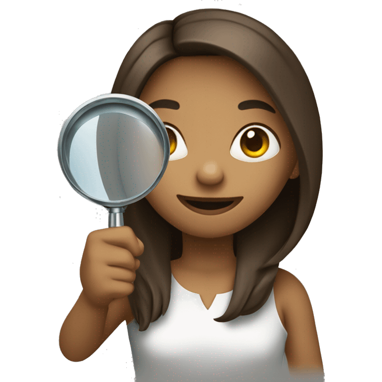 a girl is holding a magnifying glass emoji