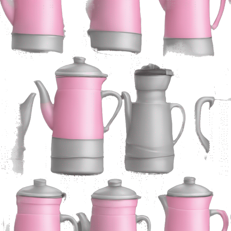 Realistic pink and gray camping coffee pot isolated.  emoji