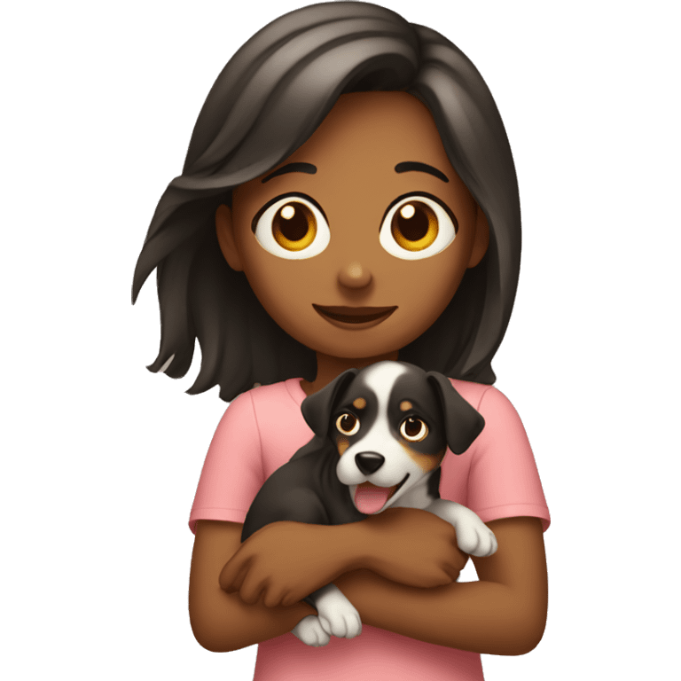 Girl holding dog emoji