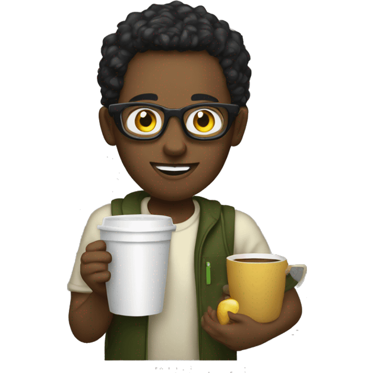 Ethiopian tech nerd coding and holding cup emoji