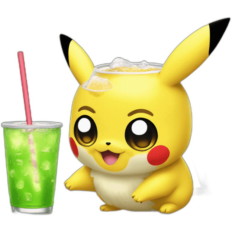 Pikachu drink soda emoji