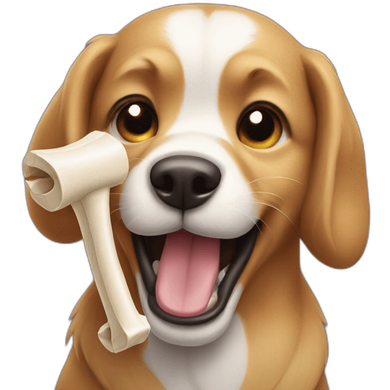 Dog with a bone in its teeth emoji