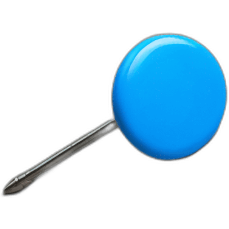 a pin with a  blue round top emoji