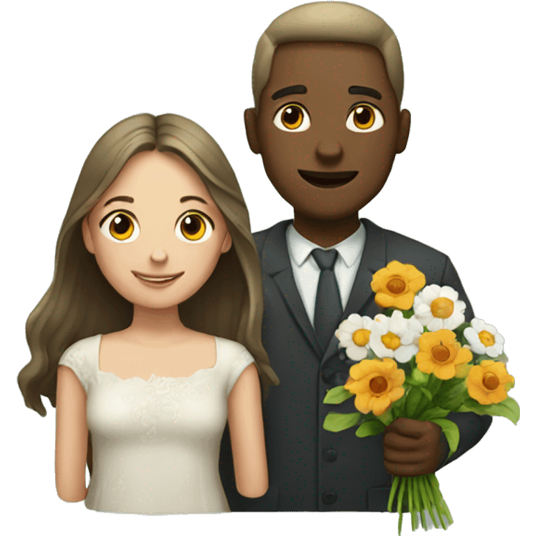 girl and man with flowers emoji