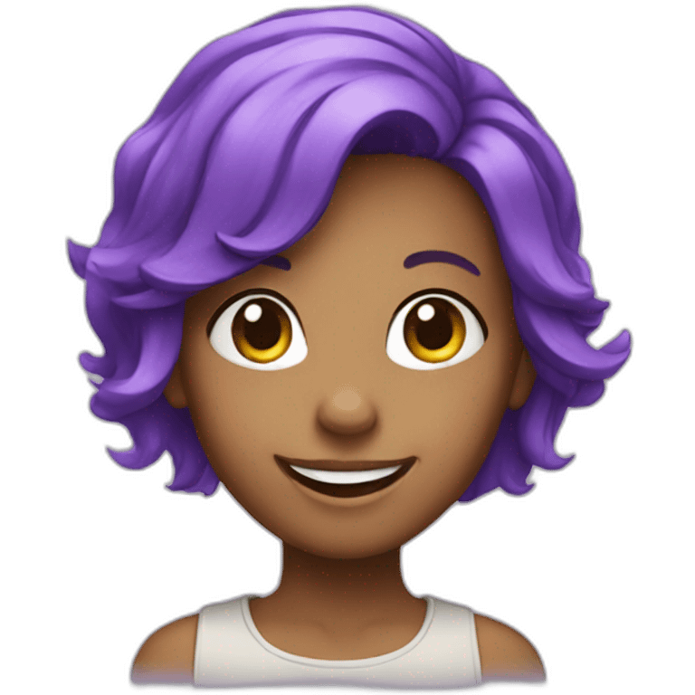 girl with purple hair smiling emoji