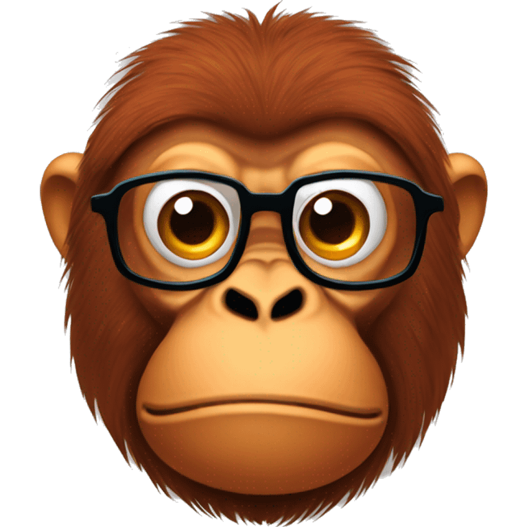 mature grumpy non smiling orangutan with glasses with a book emoji