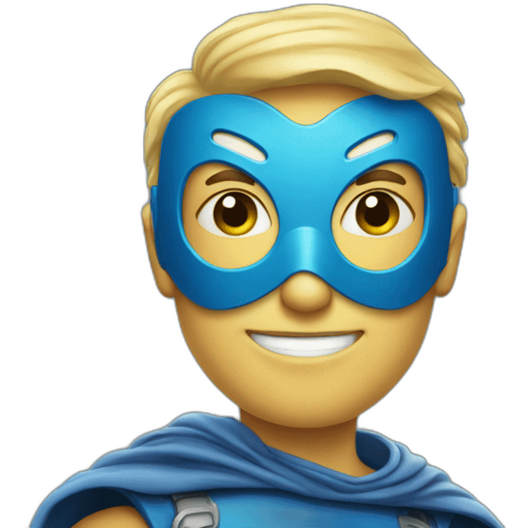 portrait superhero with mask, with logo thumbs up emoji