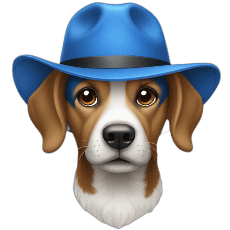 Chien bleu avec un chapeau emoji