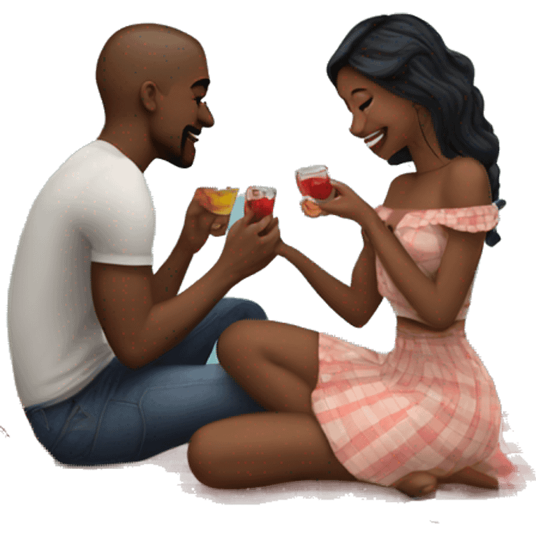 Romantic picnic date for beautiful tattooed couple emoji