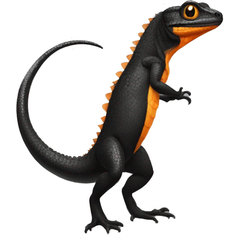 Black Shiny Lizard with Orange belly Full Body emoji