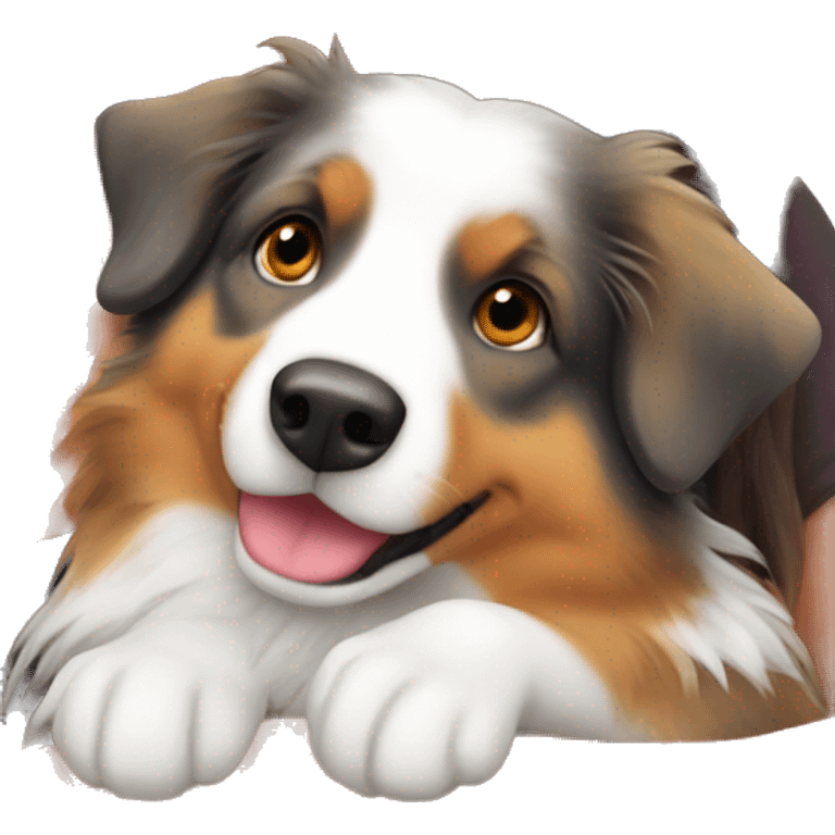 Australian Shepard  on girls lap emoji