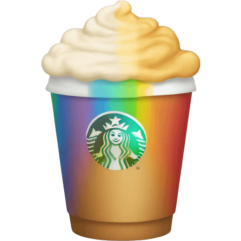 Starbucks with rainbow emoji