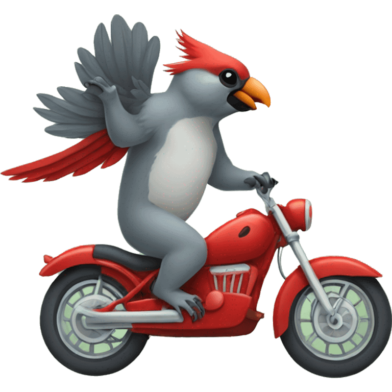 Cardinal bird riding koala bear emoji