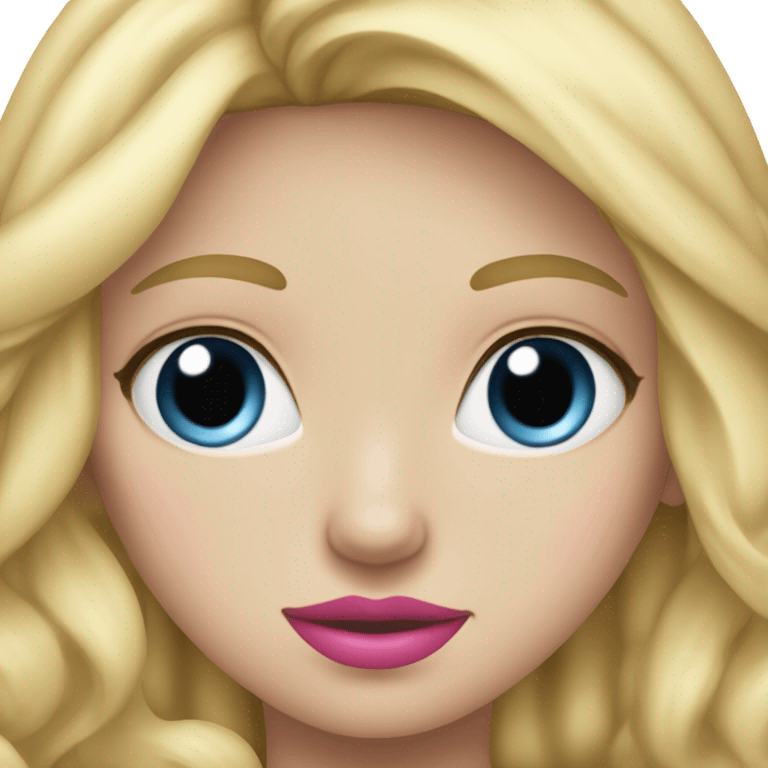 blonde girl with blue eyes pink lips closed mough emoji