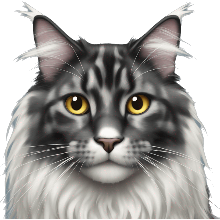 Black Maine Coon with white spots emoji