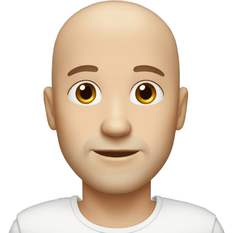 white bald man with brown eyes and a stubble emoji