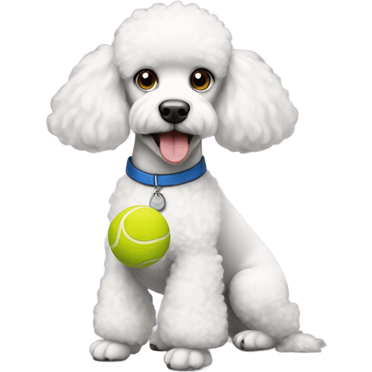 White poodle with tennis ball emoji