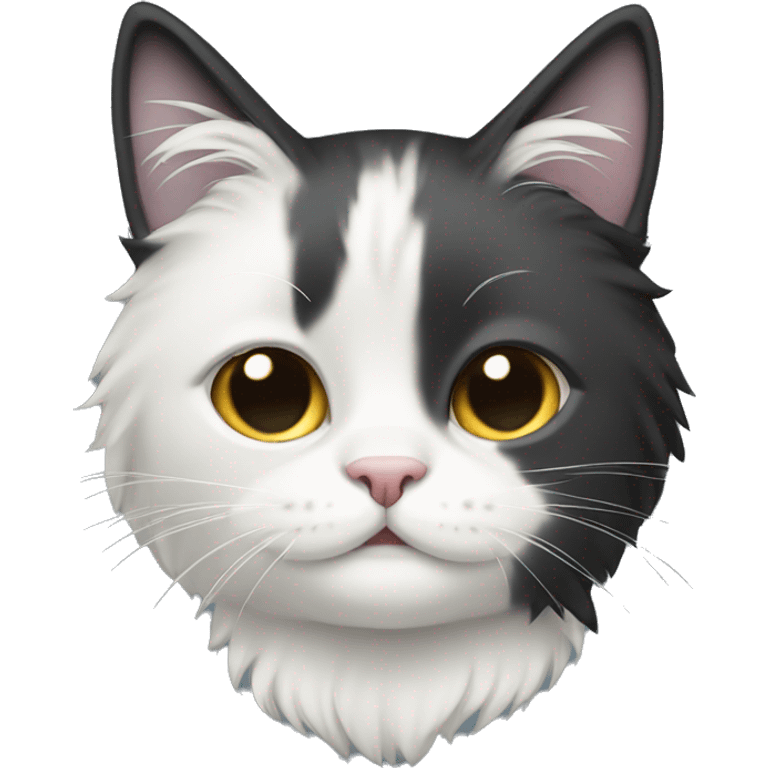 half Black and half white long hair cat with black bottom jaw emoji