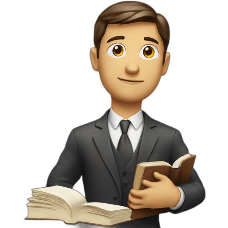 thoughtful businessman with a book emoji