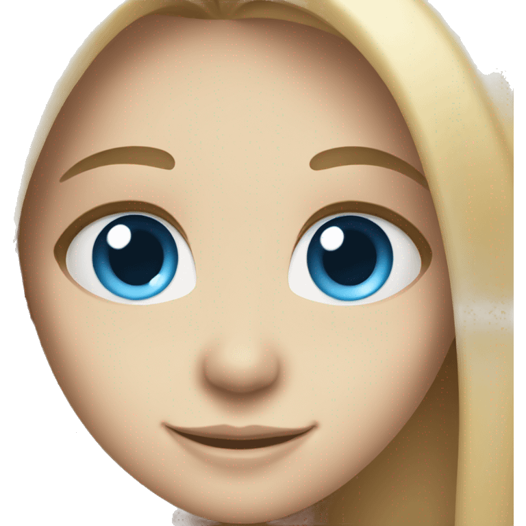 smiling girl with blue eyes and long hair emoji