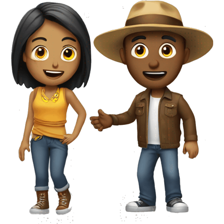 chico y chica hablando por videollamada emoji