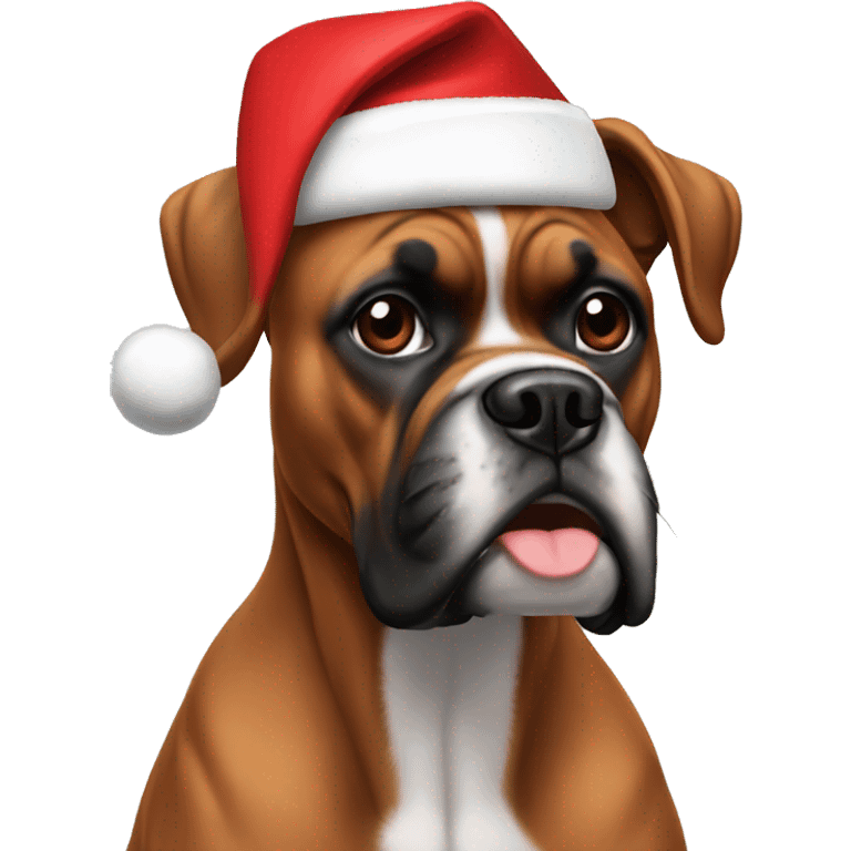 Boxer with Christmas hat emoji