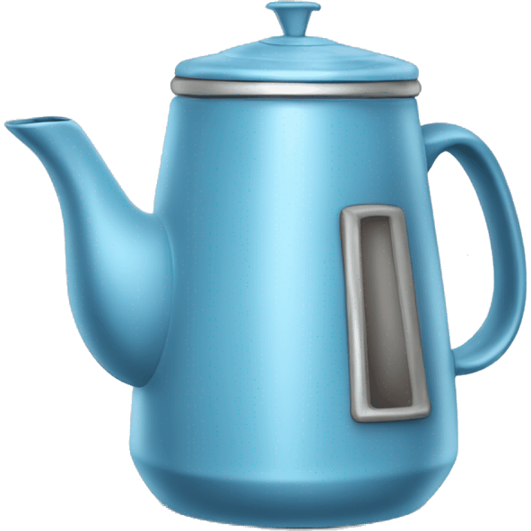 Realistic baby blue camping coffee pot isolated.  emoji