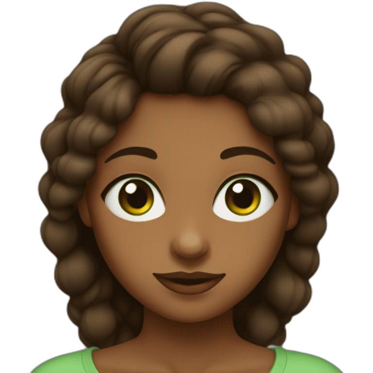 Brown Girl with Square classes Green eyes emoji