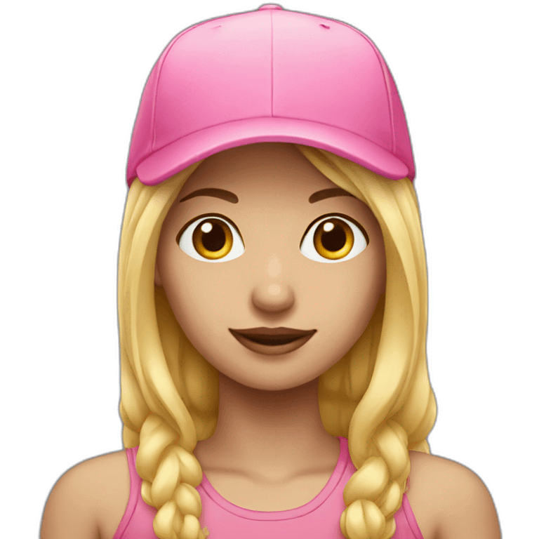 Girl-blond with pink cap emoji