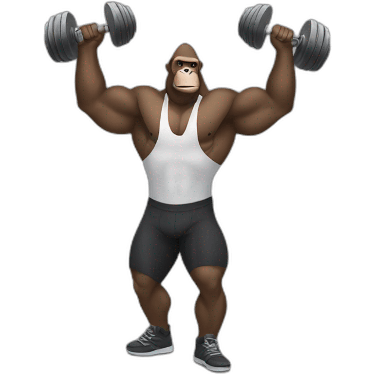 Gorilla lifting weights with Dwayne the rock Johnson emoji