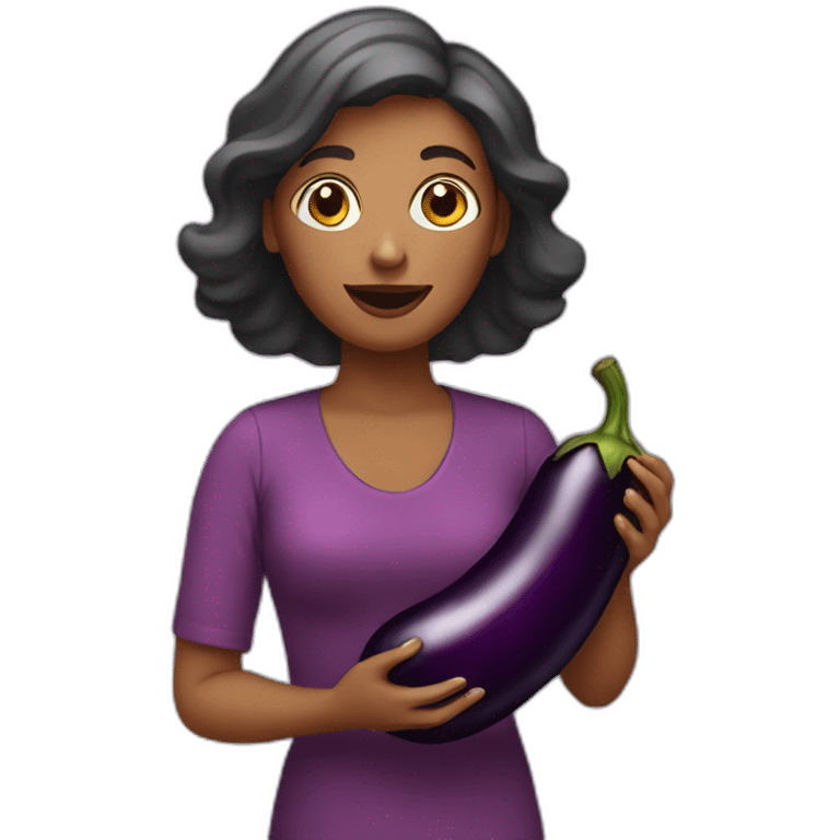 lady holding an aubergine emoji