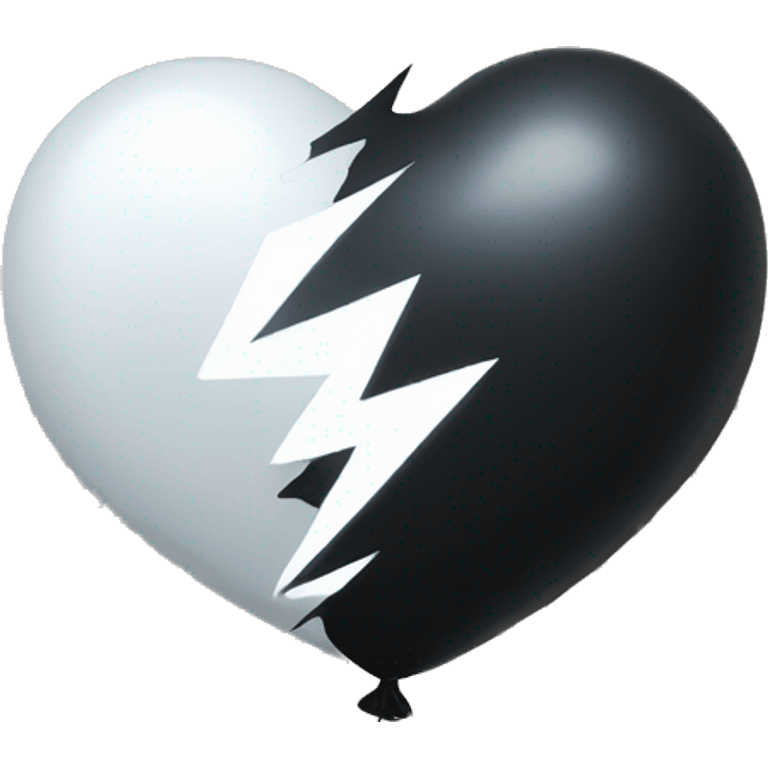 Banksy style graffiti one color Black balloon broken heart with a lightening bolt down the middle  emoji