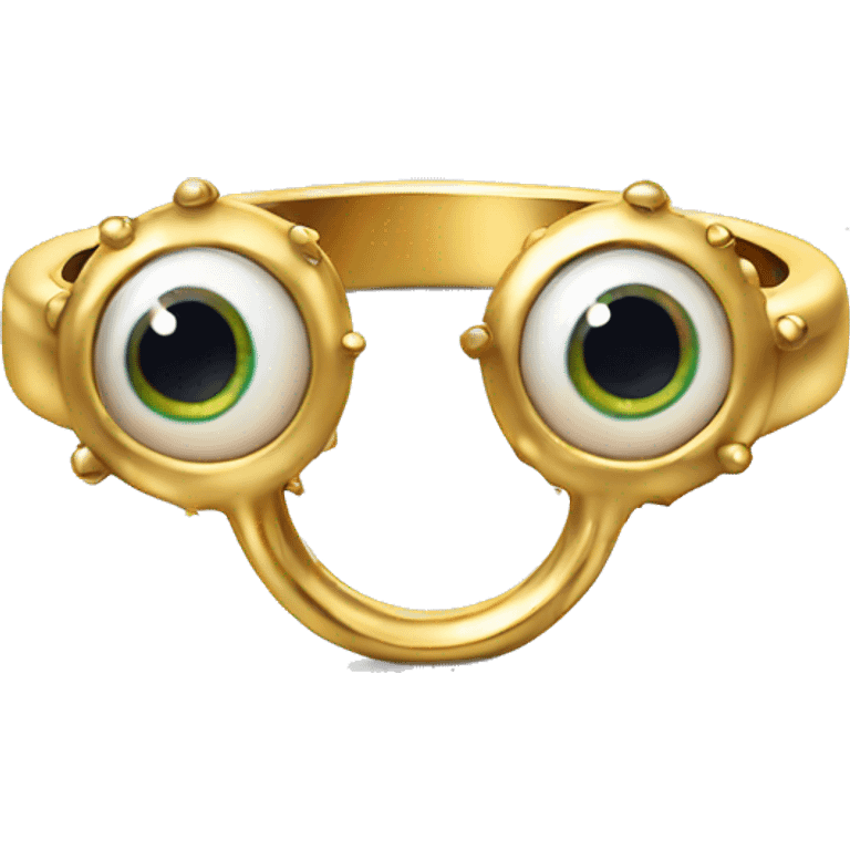 very thin gold ring studded with eyeballs emoji