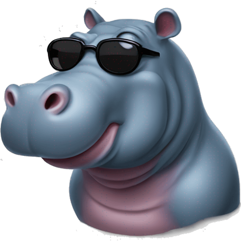 Confused hippopotamus wearing sunglasses emoji