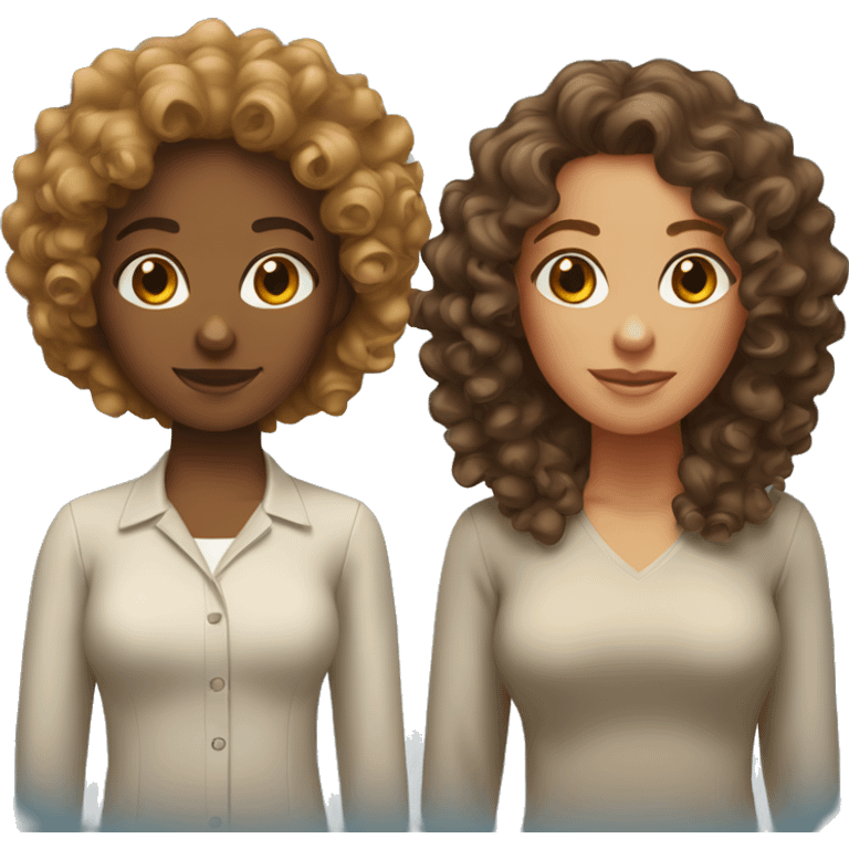 Two tan girls with curly hair emoji