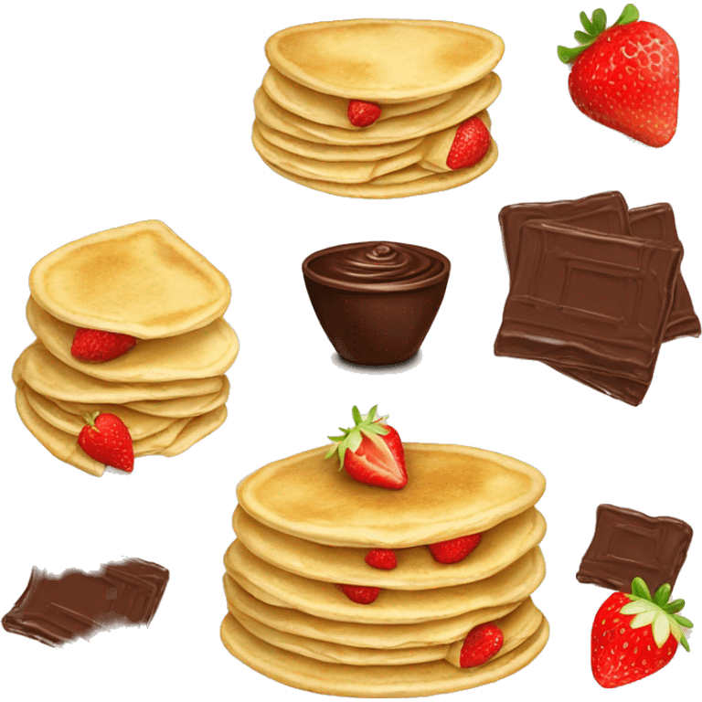 Crêpes with chocolate and strawberry  emoji