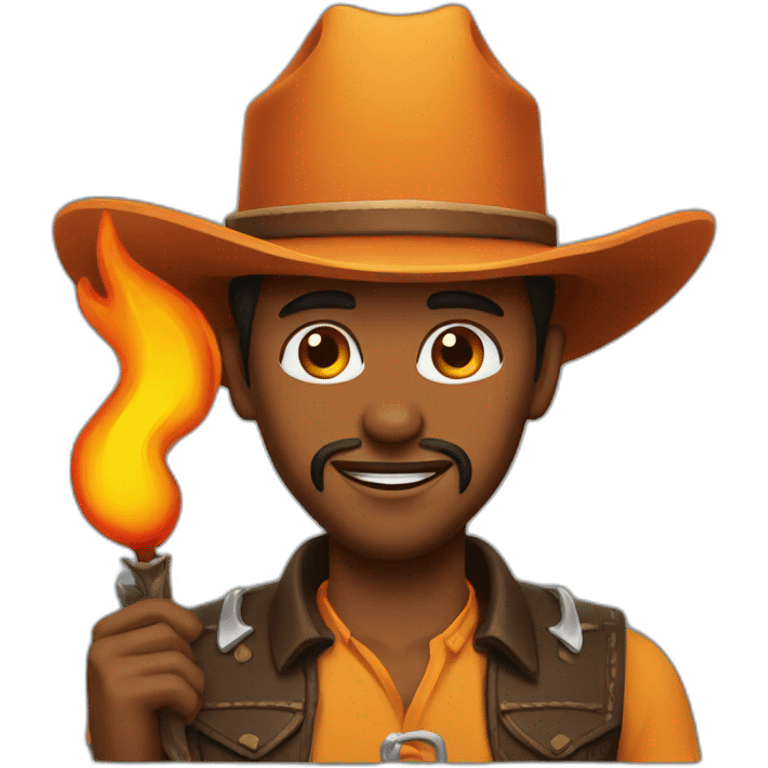 cowboy with a flame hat emoji