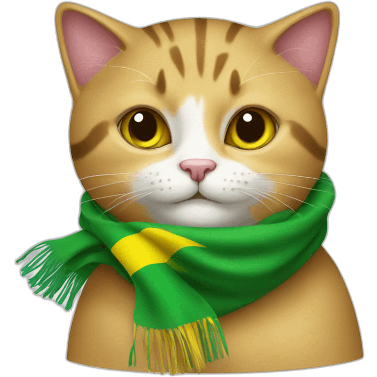 Stray-cat-wearing-scarf-with-brazilian-flag emoji